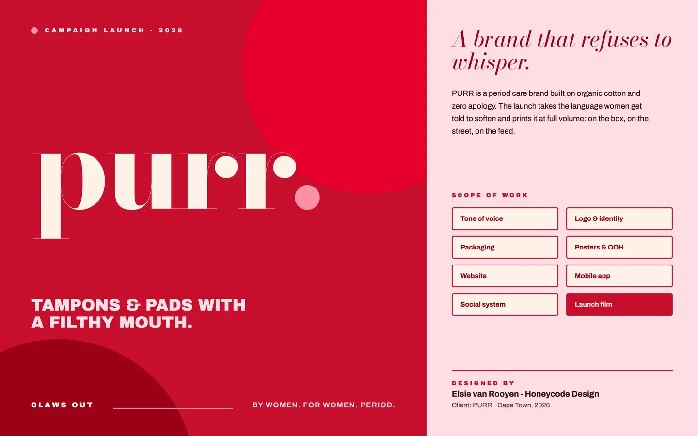 PURR: Period Care Brand & Campaign Launch, project cover image